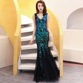 Evening Cocktail Elegant Annual Meeting Long Fishtail Sequ Dress